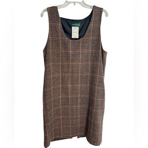 VTG Harve Benard Jumper Shift Dress Womens Sz 14 Plaid Wool Classic Academia 90s